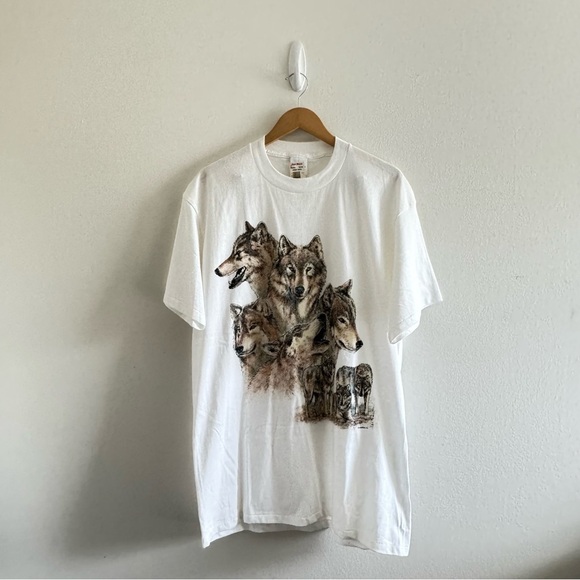 Anvil Other - NWT Vintage Anvil 90’s White Wolf Pack Sansegal T-Shirt Top Size XL